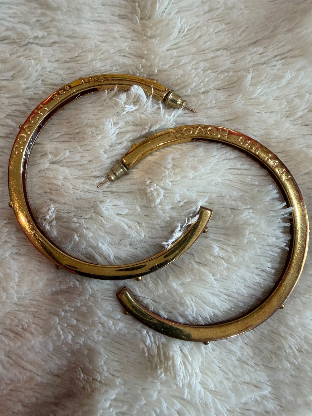 Coach Shiny Gold Signature Hoop Earrings